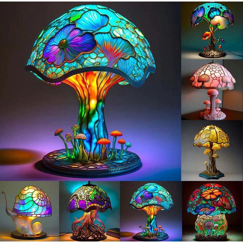 Artistic Psychedelic Designs Table Lamps | Colourful Designs | Bedroom Night Lights Resin material
